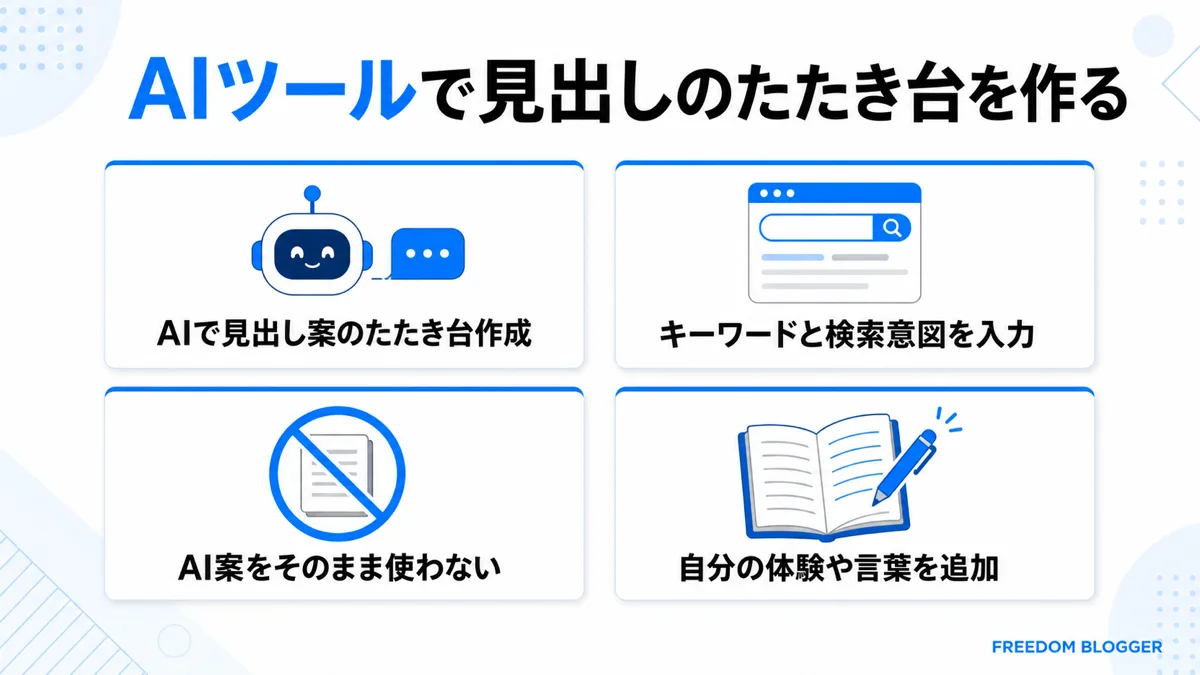 AIツールで見出しのたたき台を作る手順の図解
