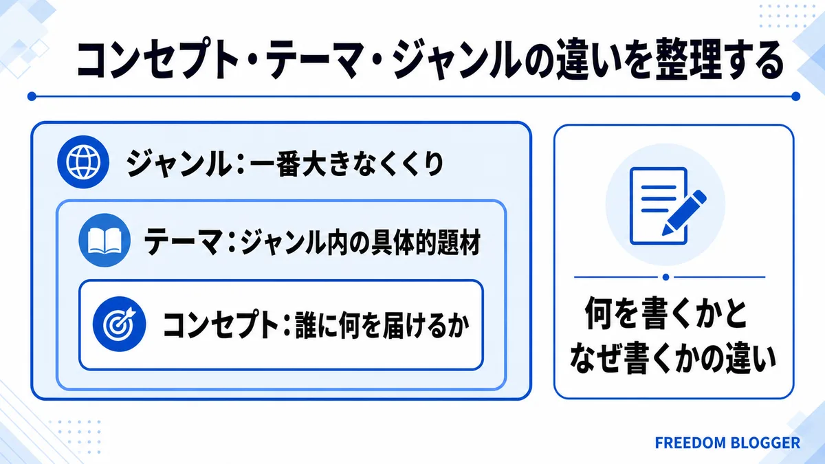 コンセプト・テーマ・ジャンルの比較