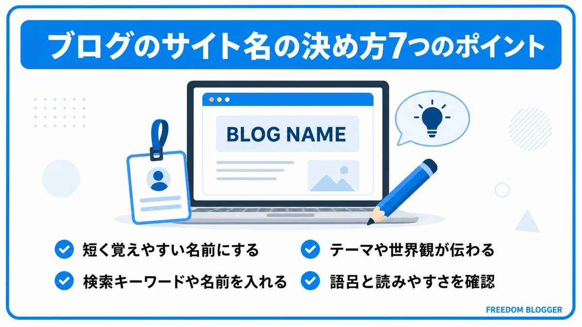 ブログ サイト名 決め方の4つのポイント一覧図解