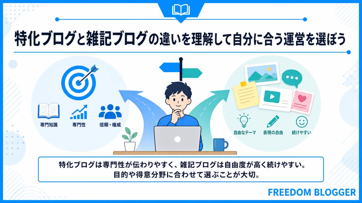 特化ブログと雑記ブログの違いのまとめ