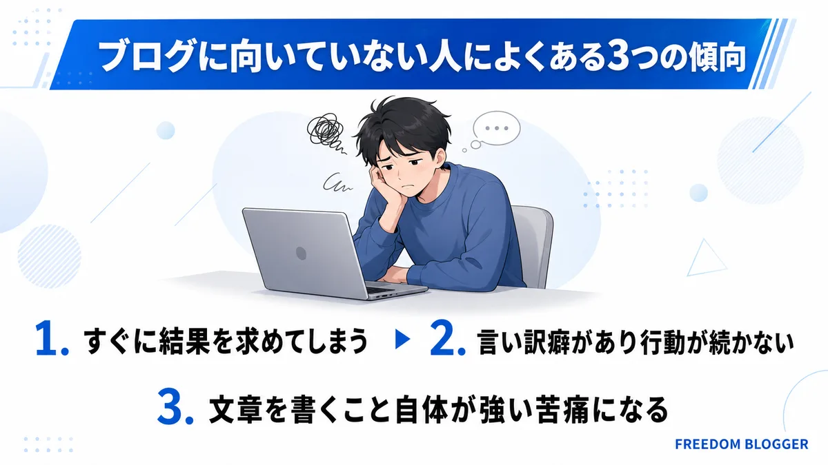 ブログに向いていない人によくある傾向3つの一覧