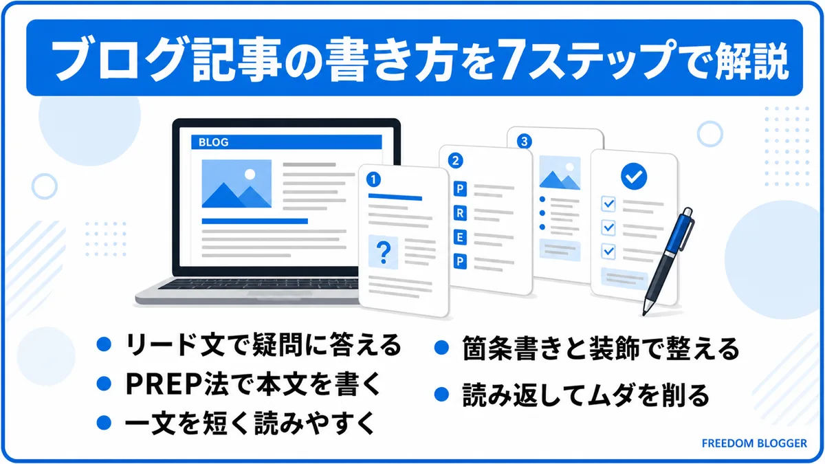 ブログ記事の書き方 5ステップ フロー