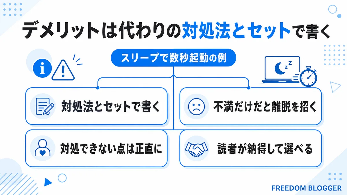 レビュー記事のデメリットの書き方の例