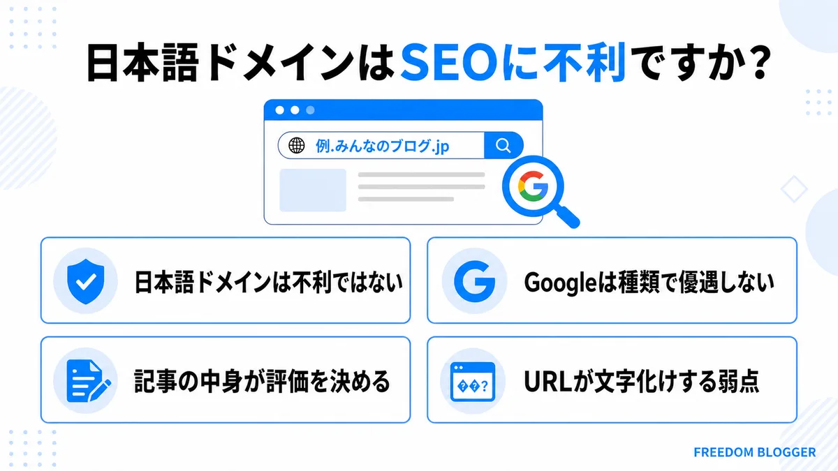日本語ドメインとSEOの関係を示す図解