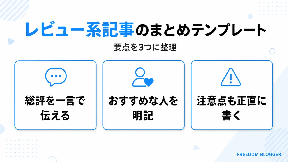 レビュー系記事のまとめテンプレートの図解