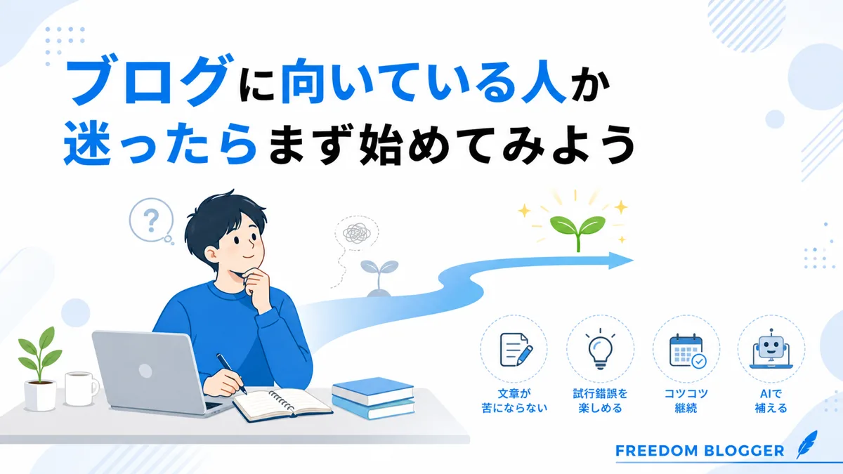 ブログに向いているか迷ったらまず始めることを示すイメージ