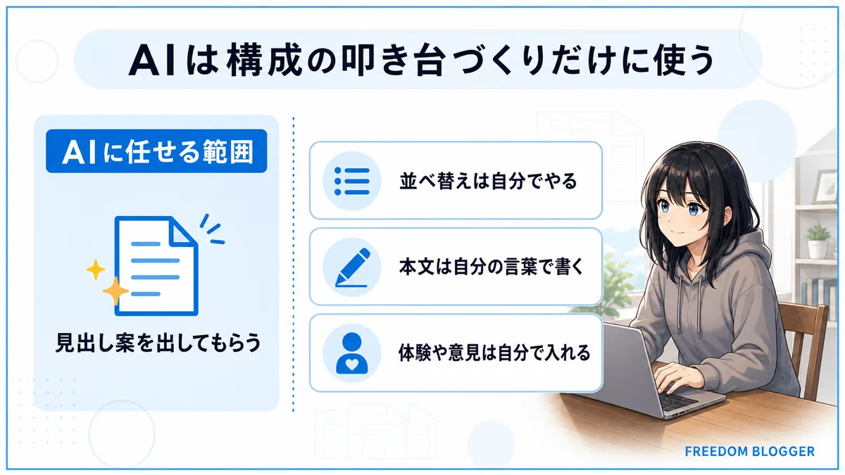 AIを構成の叩き台づくりに使うブログ執筆の図解