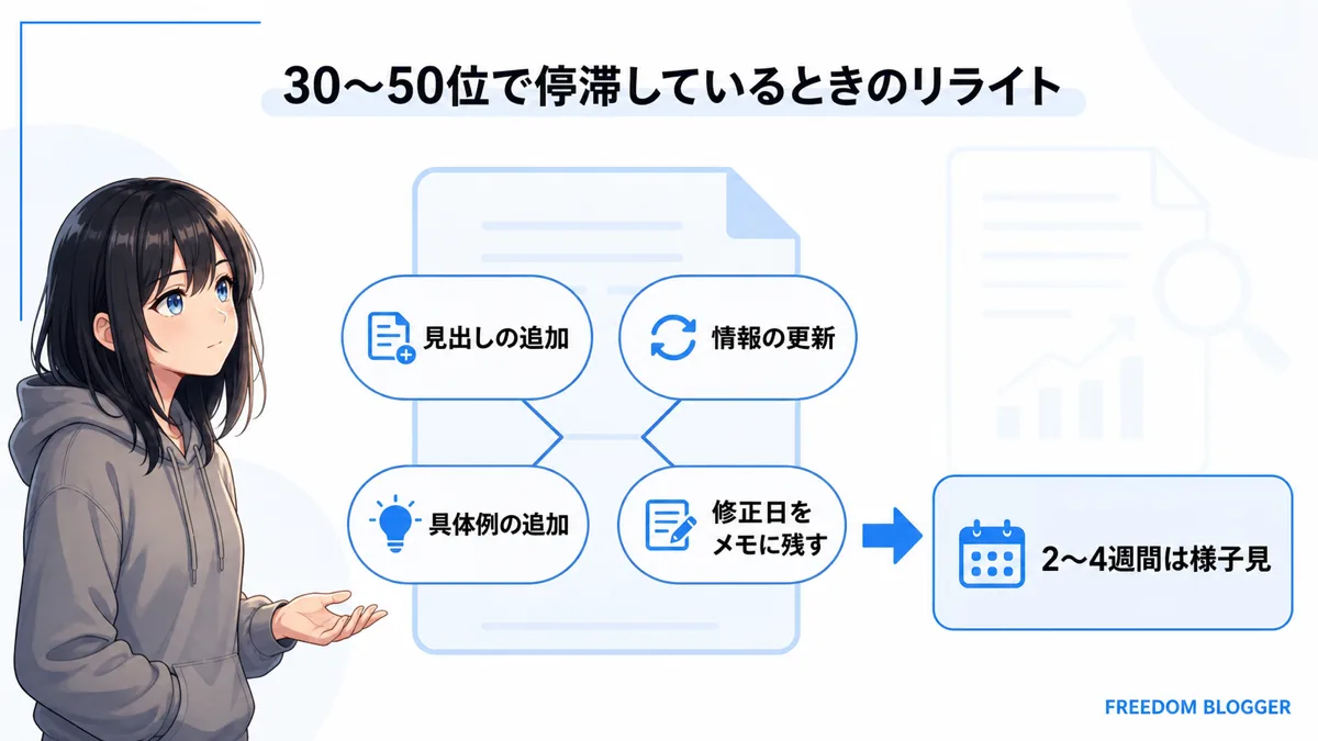 30〜50位で停滞した記事をリライトするポイント