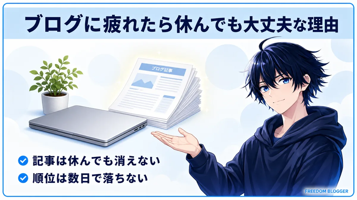 ブログに疲れたら休んでも大丈夫な理由をまとめた図解