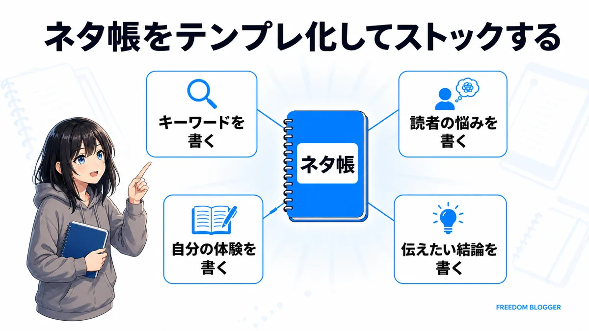 ネタ帳テンプレートでストックする方法
