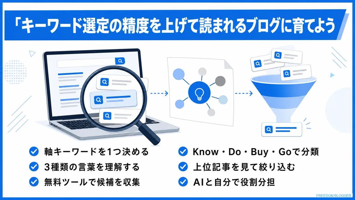 ブログキーワード選定の全体像をまとめた図解