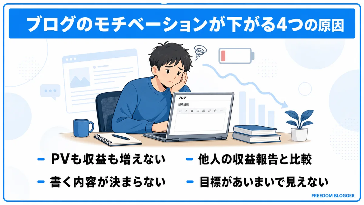 ブログ モチベーション 低下 原因 4つ