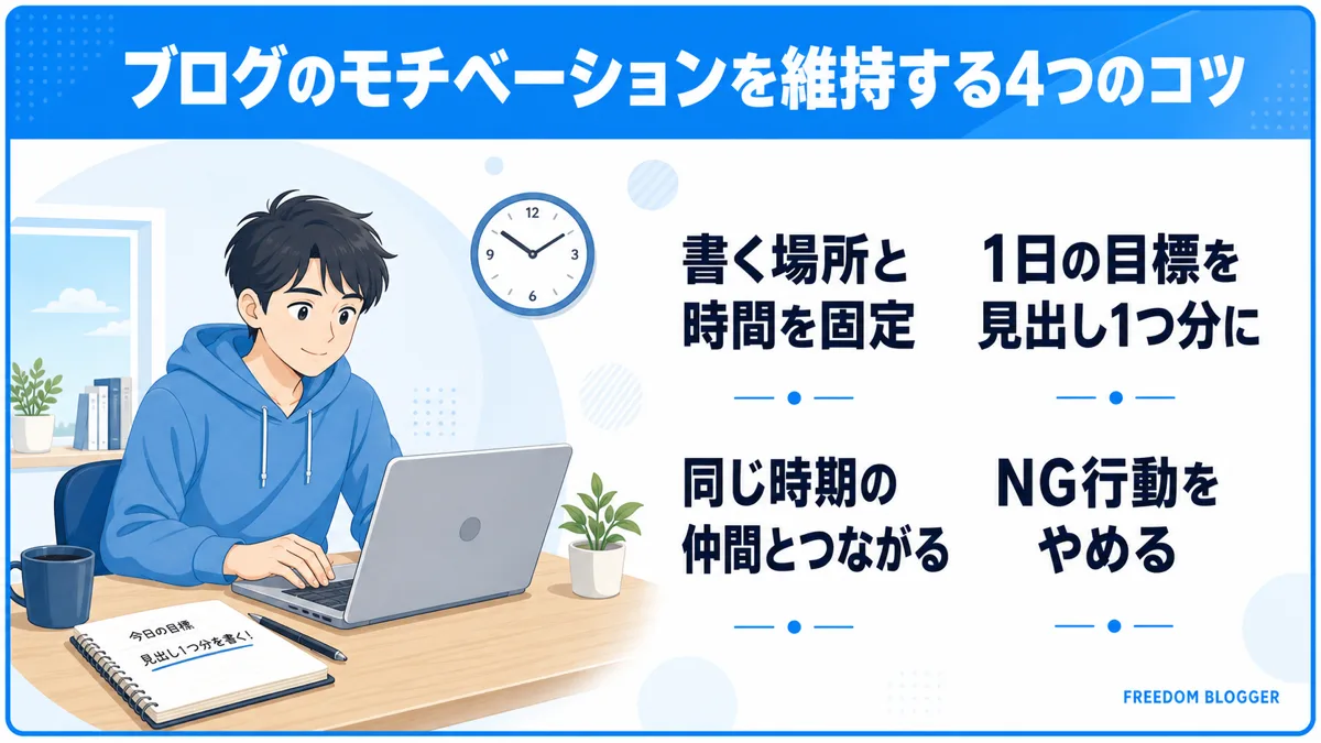 ブログ モチベーション 維持 コツ 4つ