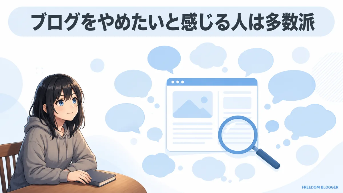 ブログをやめたいと感じる人が多数派であることを示す図