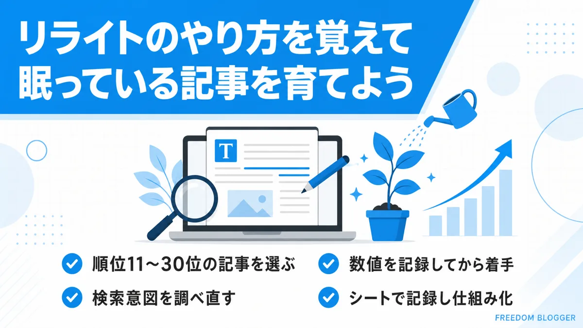 ブログリライトのやり方5ステップの全体まとめ図解