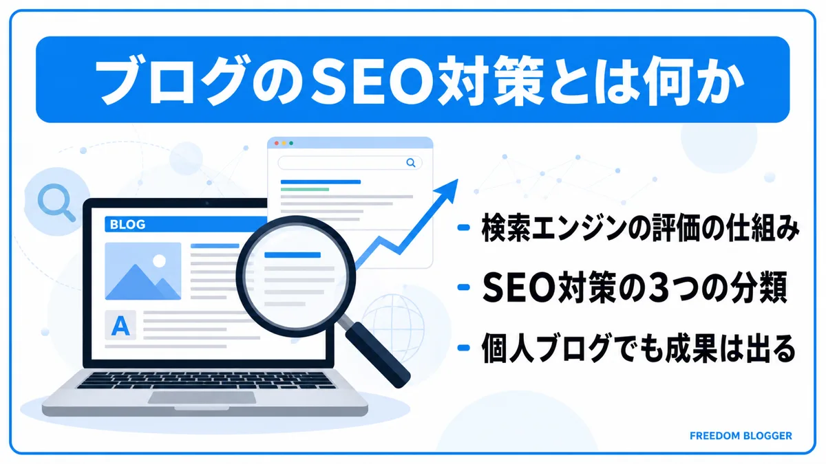 ブログのSEO対策とは何かをまとめた3つのポイント図解
