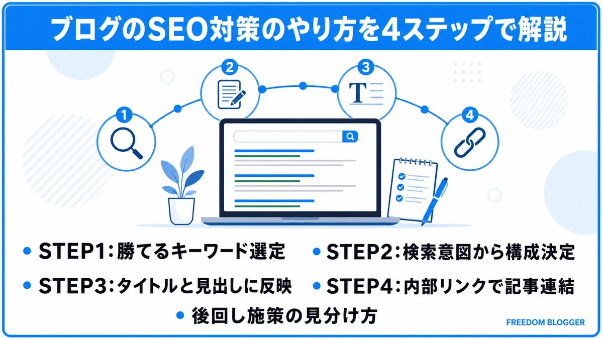 ブログのSEO対策のやり方を示す4ステップ図解