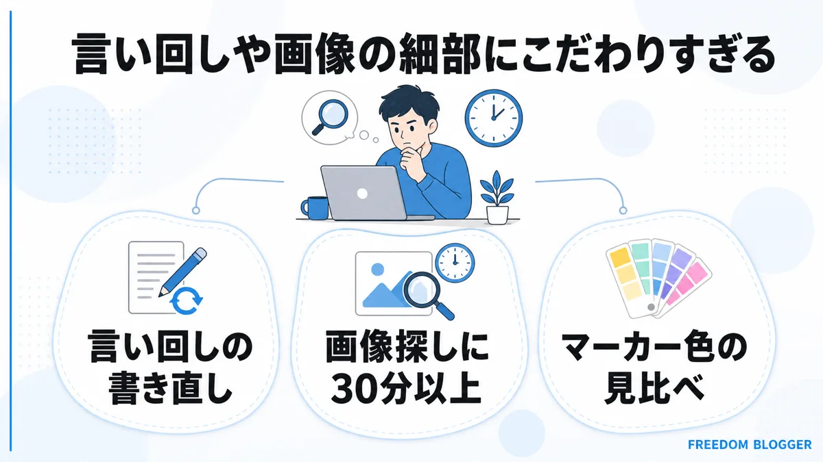 言い回しや画像にこだわりすぎる時間ロス
