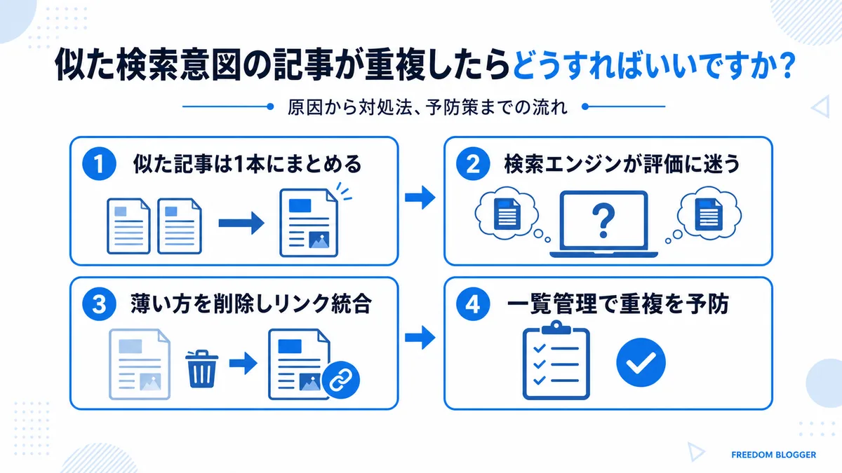 似た検索意図の記事が重複した場合の対処法