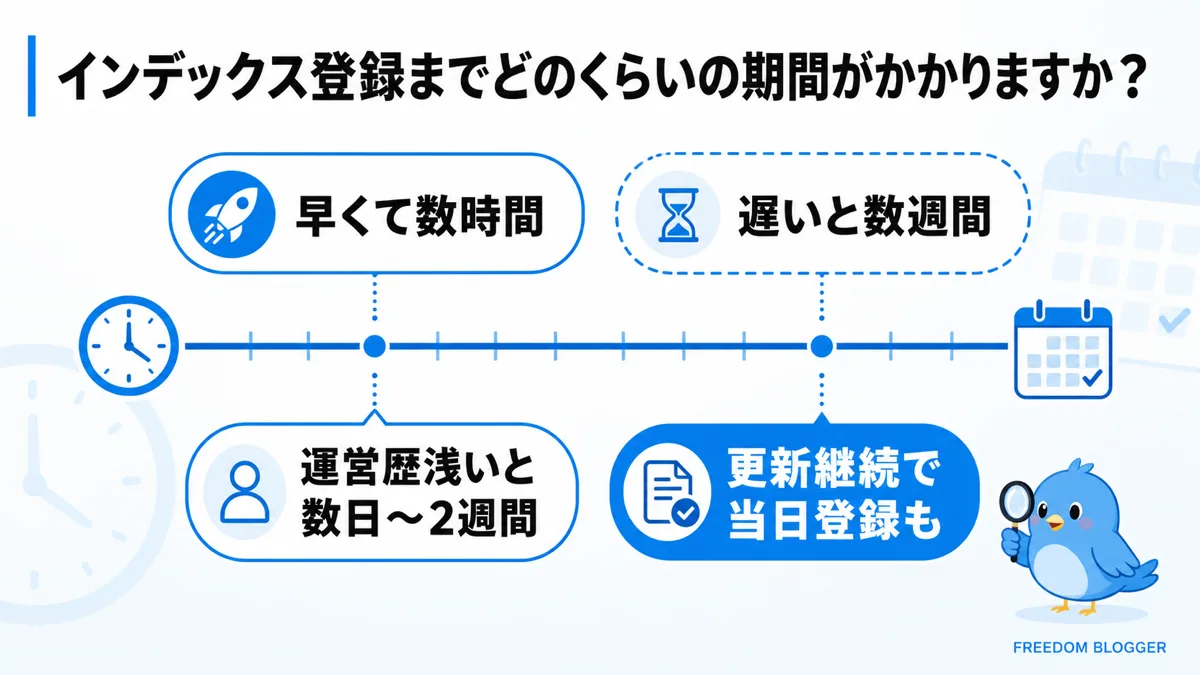 インデックス登録までにかかる期間の目安