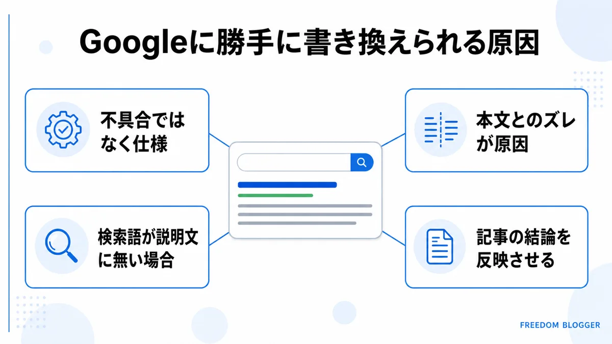 Googleがメタディスクリプションを書き換える原因図