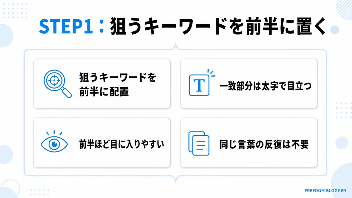 STEP1キーワードを前半に置く書き方図解