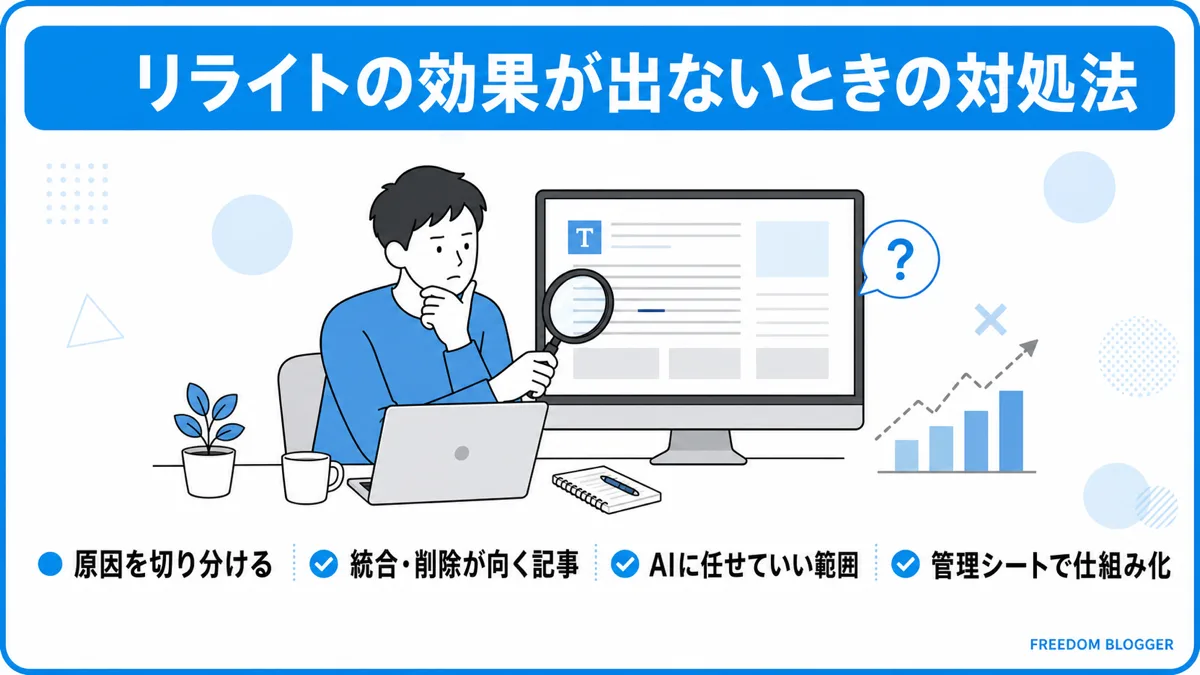 ブログリライトの効果が出ないときの対処法の図解