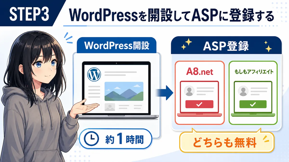 WordPressブログ開設の流れを示した図解
