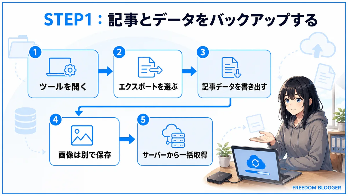 WordPressで記事とデータをバックアップする手順