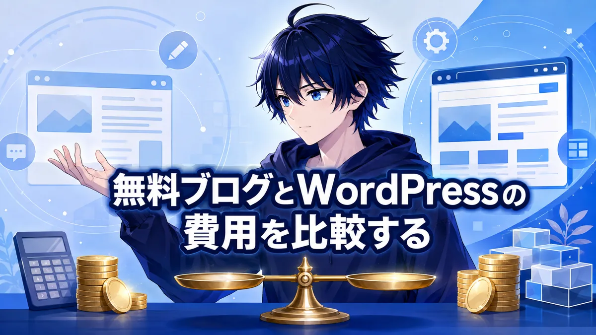 無料ブログとWordPressの費用を比較した図