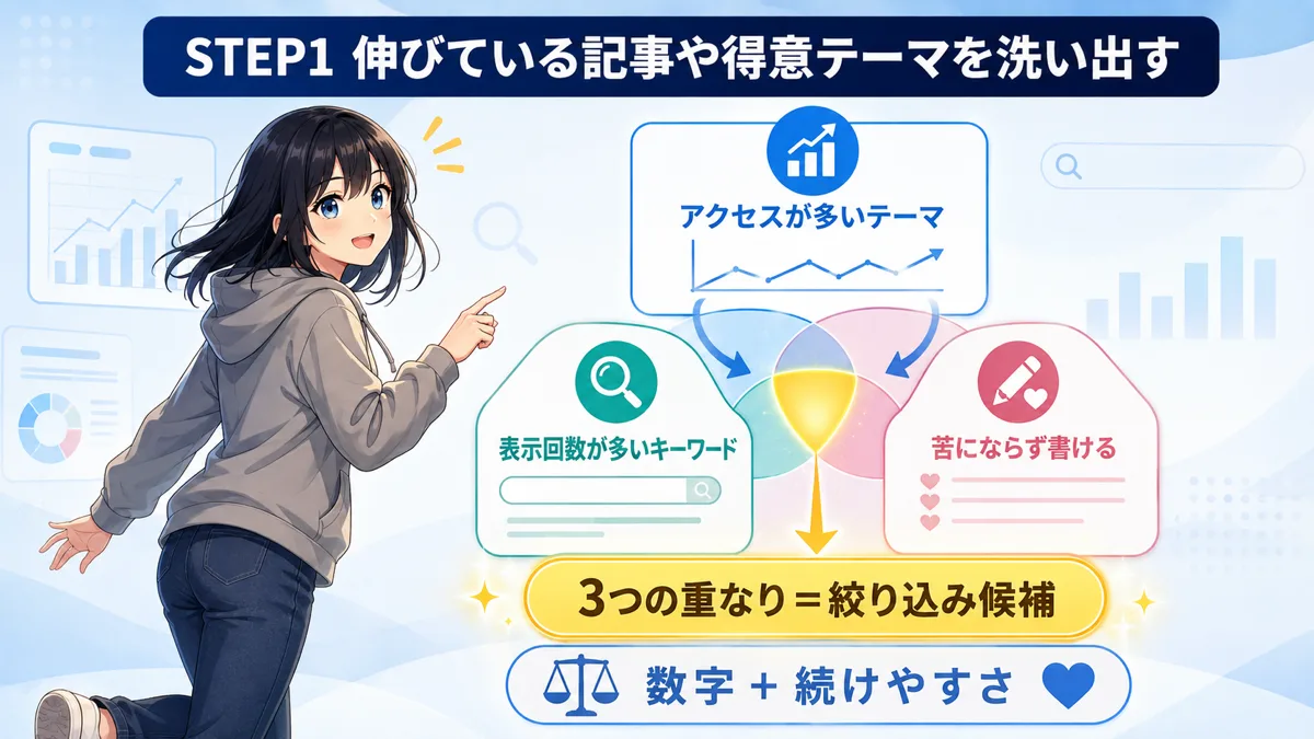伸びている記事や得意テーマを洗い出す確認ポイント
