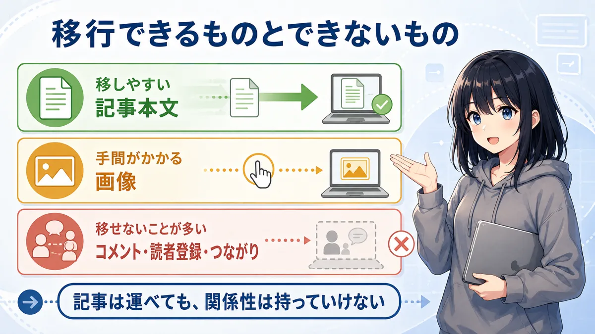 移行できるものとできないものを分類した図