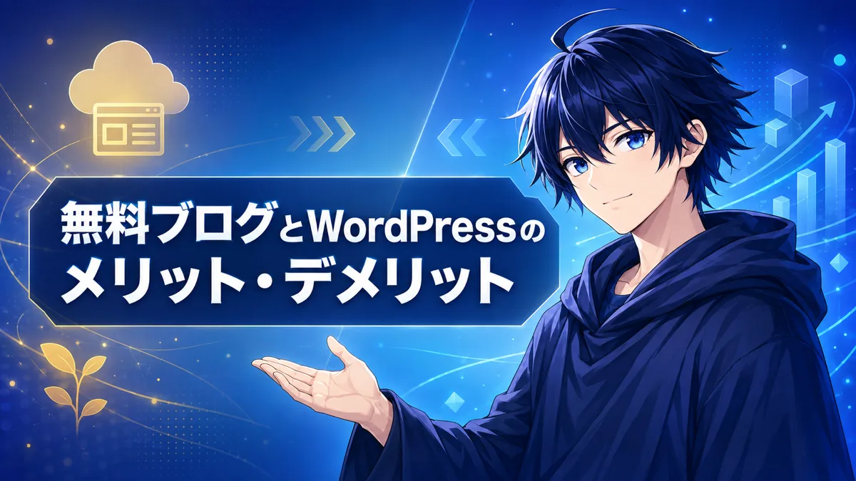 無料ブログとWordPressのメリット・デメリットを整理した図