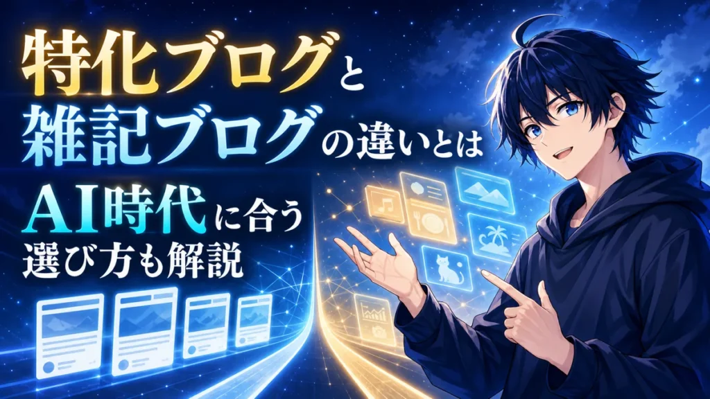 特化ブログと雑記ブログの違いとは｜AI時代に合う選び方も解説