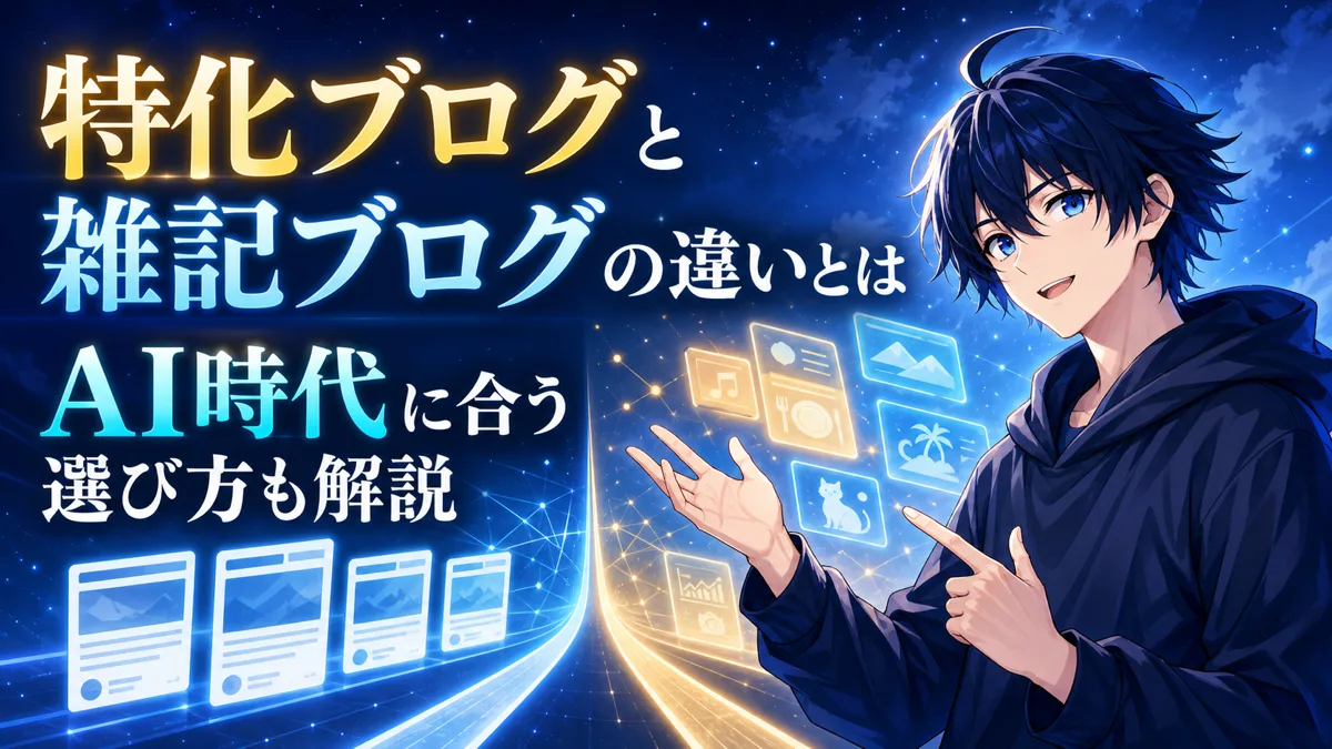 特化ブログと雑記ブログの違いとは|AI時代に合う選び方も解説
